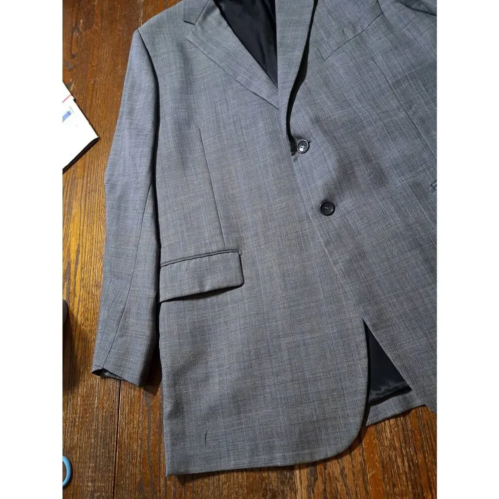 Vintage Mens 48 Drop 05-R Botany 500 Super 110 Grey Wool Suit Blazer Coat Jacket